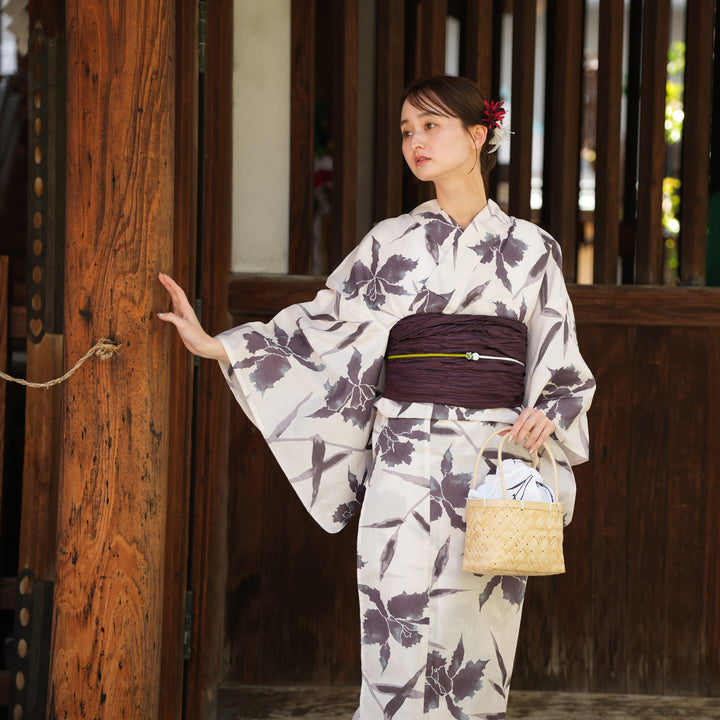 utatane 高級変わり織 浴衣3点セット ( ゆかた・帯・下駄