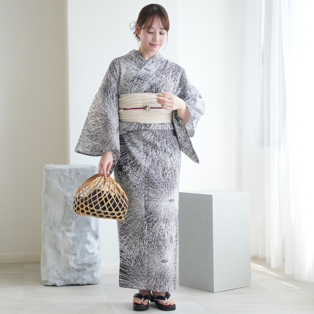 utatane｜utatane 高級変わり織 浴衣3点セット きなりに抹茶の露
