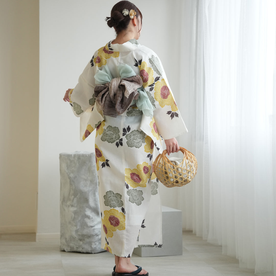 utatane 高級変わり織 浴衣3点セット ( ゆかた・帯・下駄