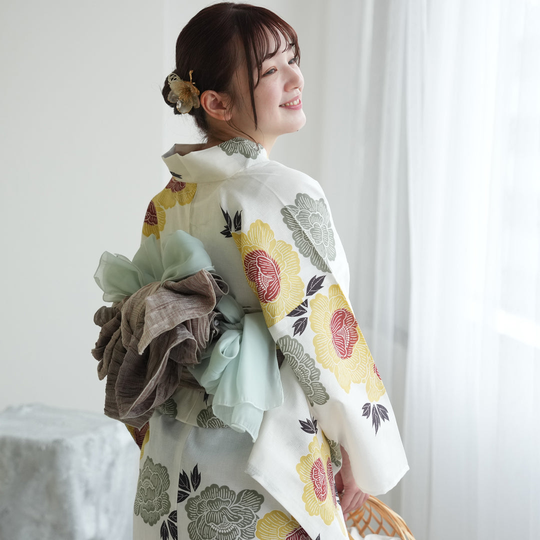 ★ 18K-750です★両面染め　花鳥　浴衣　NO22 楽天市場】【49％OFF】【utatane 綿麻 高級変わり織 浴衣3点