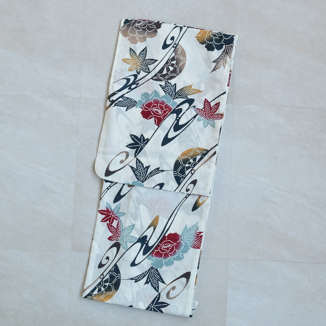 utatane 高級変わり織 浴衣3点セット ( ゆかた・帯・下駄 ) 赤と