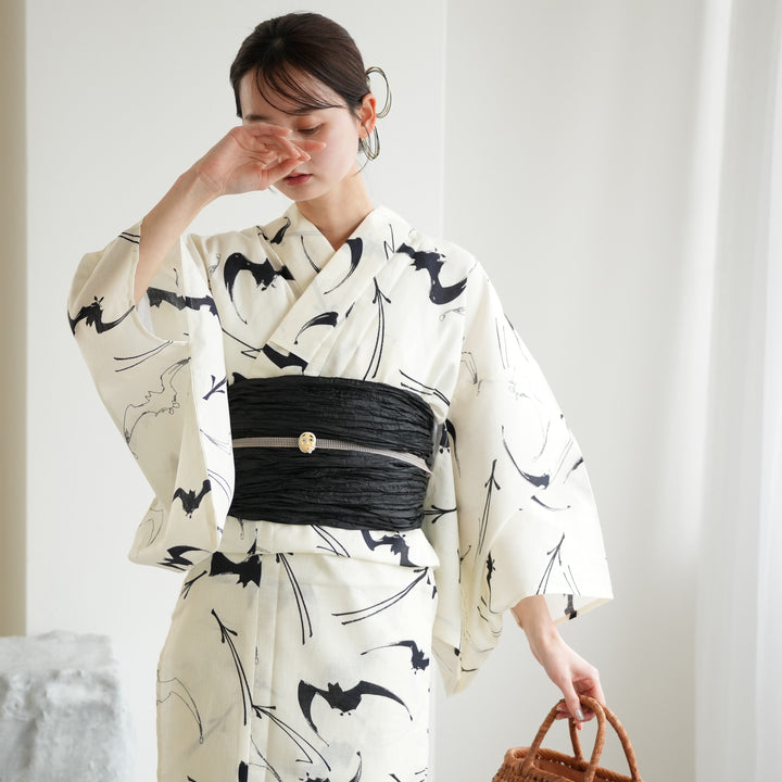 ニコアンティーク 高級変わり織 浴衣3点セット ( ゆかた・帯