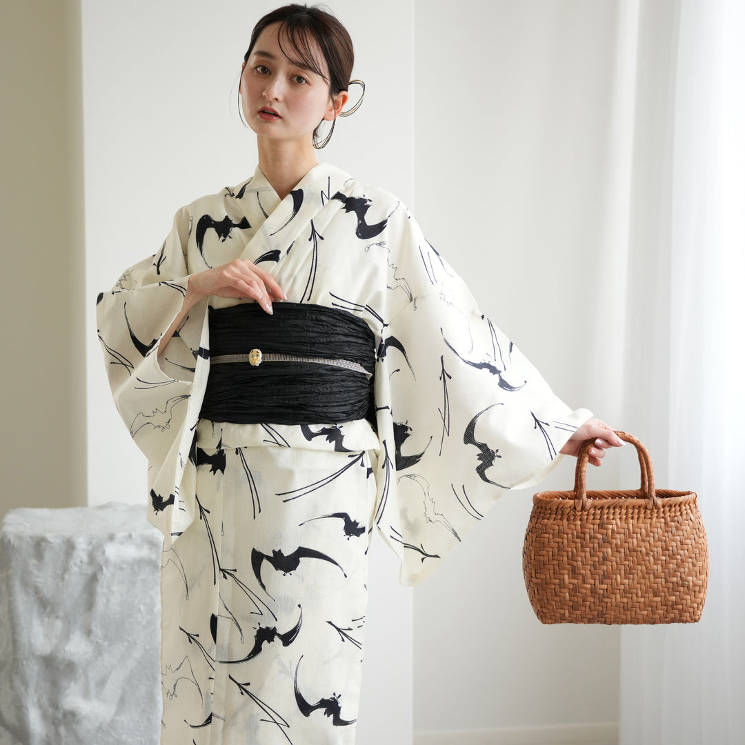 ニコアンティーク 高級変わり織 浴衣3点セット ( ゆかた・帯