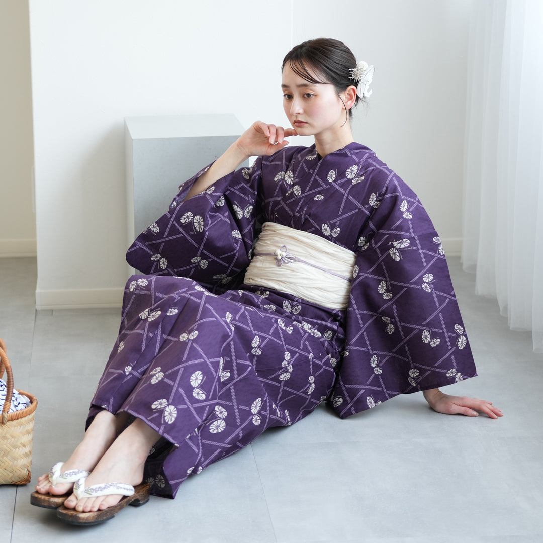 ニコアンティーク 高級変わり織 浴衣3点セット ( ゆかた・帯