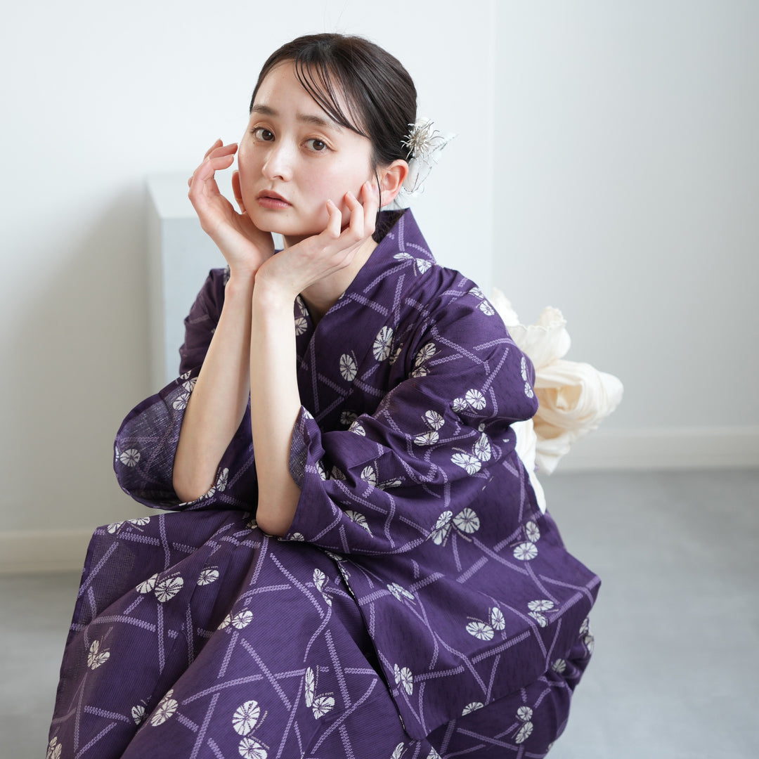 ニコアンティーク 高級変わり織 浴衣3点セット ( ゆかた・帯