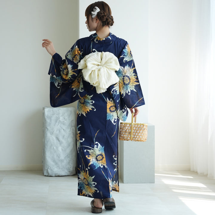 ニコアンティーク 高級変わり織 浴衣3点セット ( ゆかた・帯・下駄