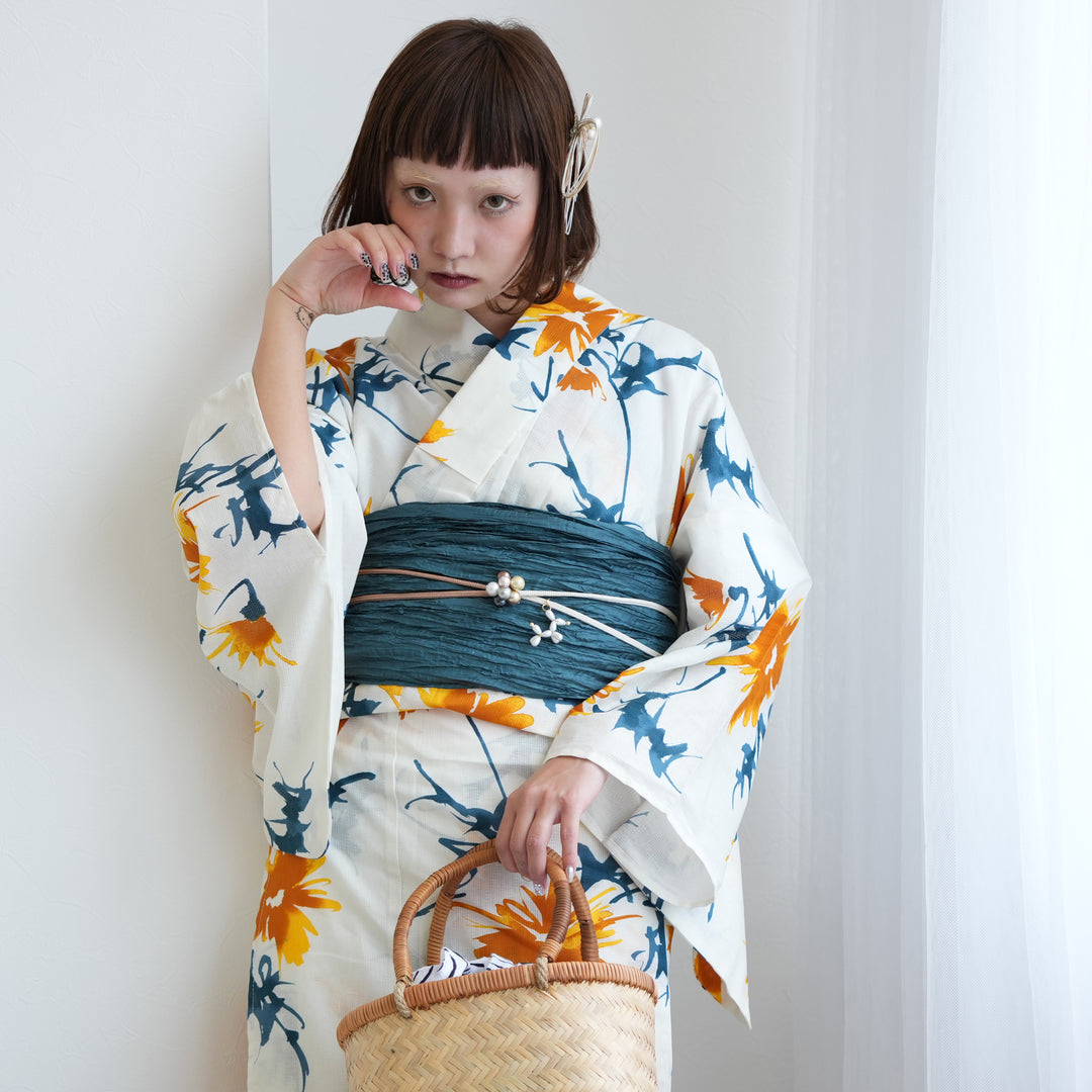 浴衣 専用出品です ニコアンティーク 高級変わり織 浴衣3点セット ( ゆかた・帯