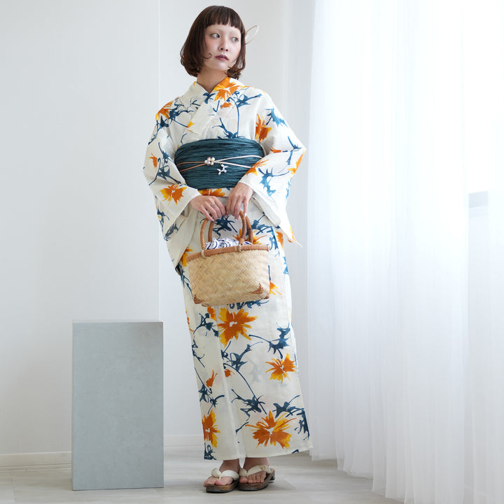 ニコアンティーク 高級変わり織 浴衣3点セット ( ゆかた・帯