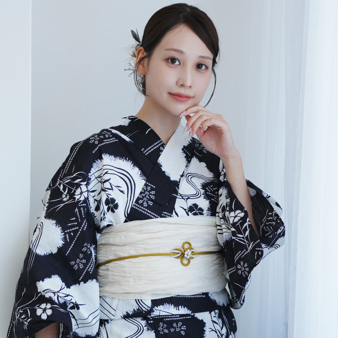 新品　ウタタネ　浴衣　帯　２点　セット 高級変わり織 濃紺に撫子瓢箪 レトロ 新品 ウタタネ 浴衣 帯 2点 セット 高級変わり織 濃紺に撫子