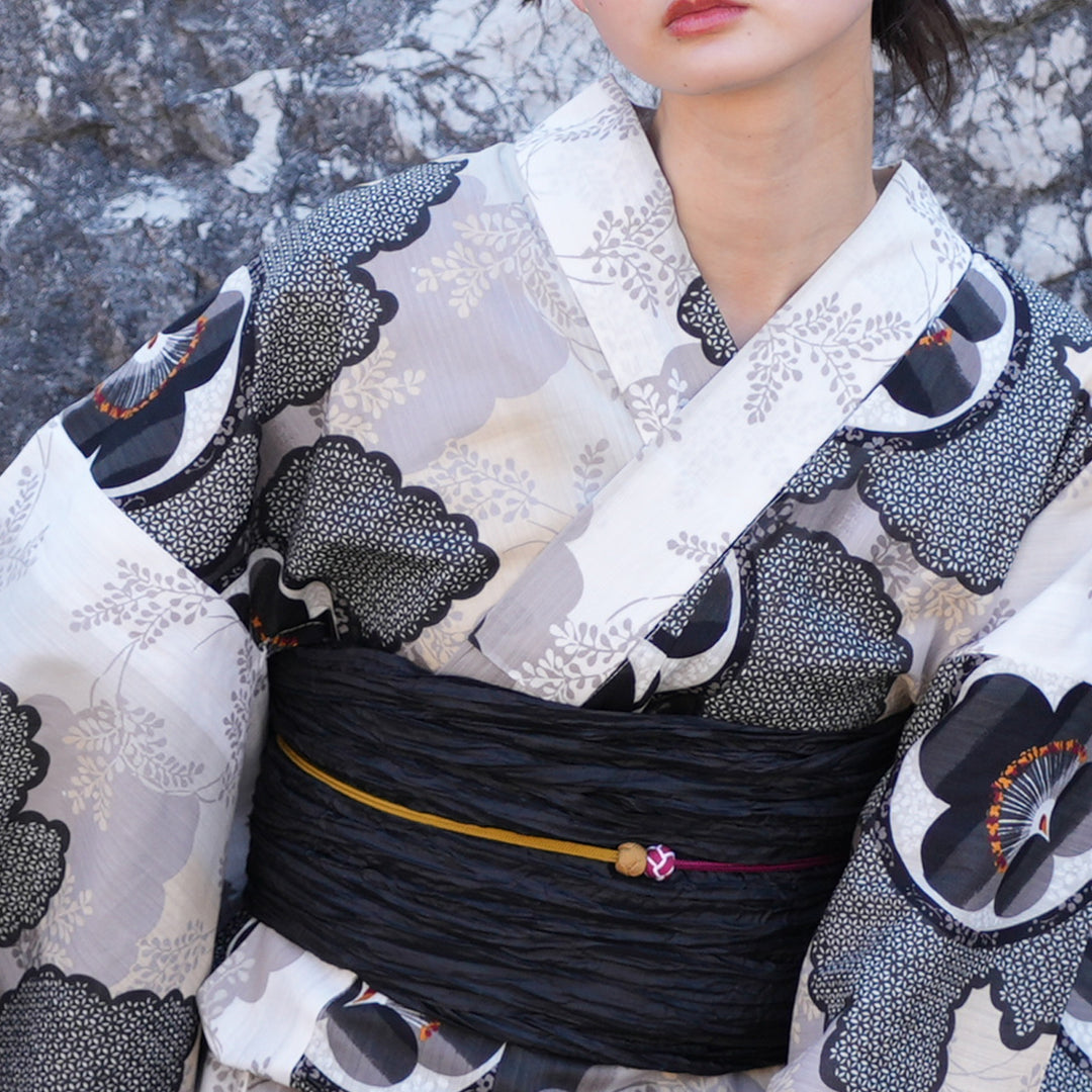 utatane 高級変わり織 浴衣3点セット ( ゆかた・帯・下駄
