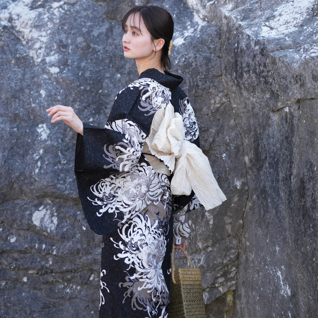 【 utatane 】高級変わり織 浴衣3点セット ( ゆかた・帯・下駄 ) utatane 高級変わり織 浴衣3点セット ( ゆかた・帯・下駄