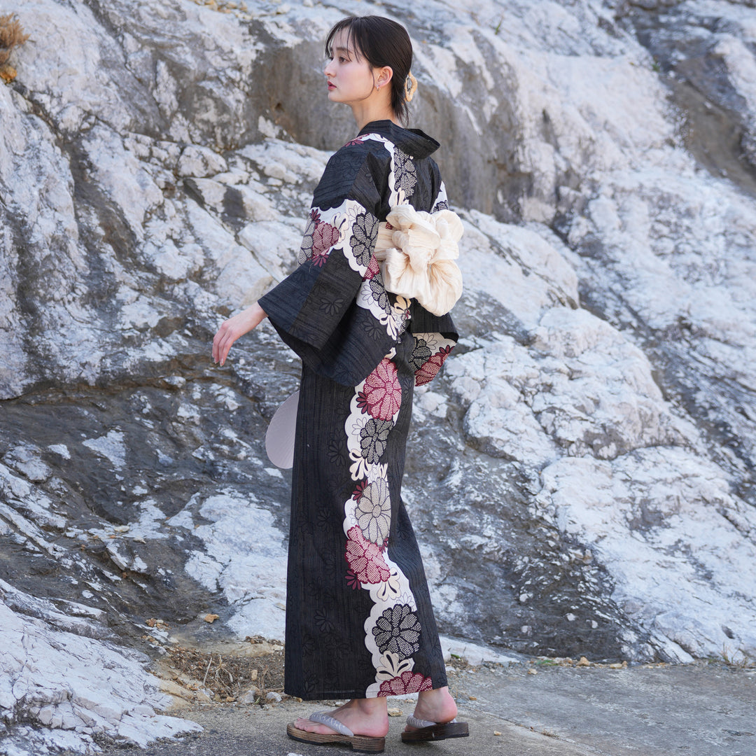 utatane 高級変わり織 浴衣3点セット ( ゆかた・帯・下駄