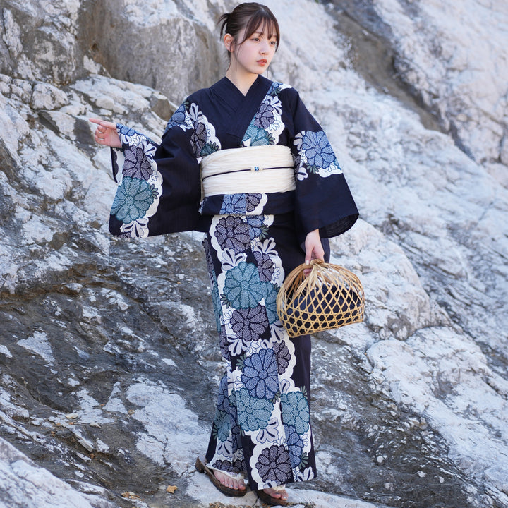 utatane 高級変わり織 浴衣3点セット ( ゆかた・帯・下駄