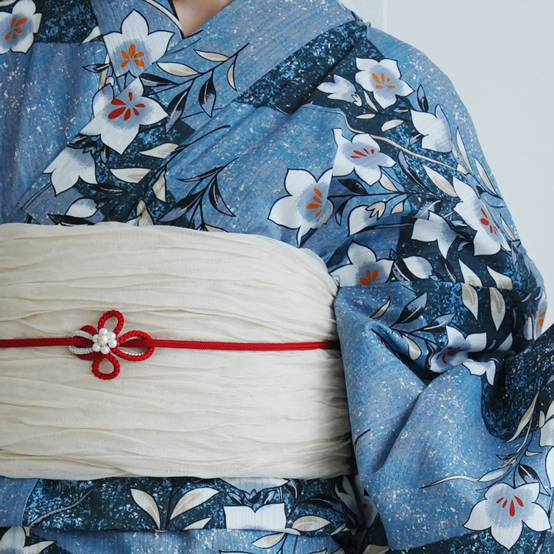 utatane 高級変わり織 浴衣3点セット ( ゆかた・帯・下駄 ) 鈍青
