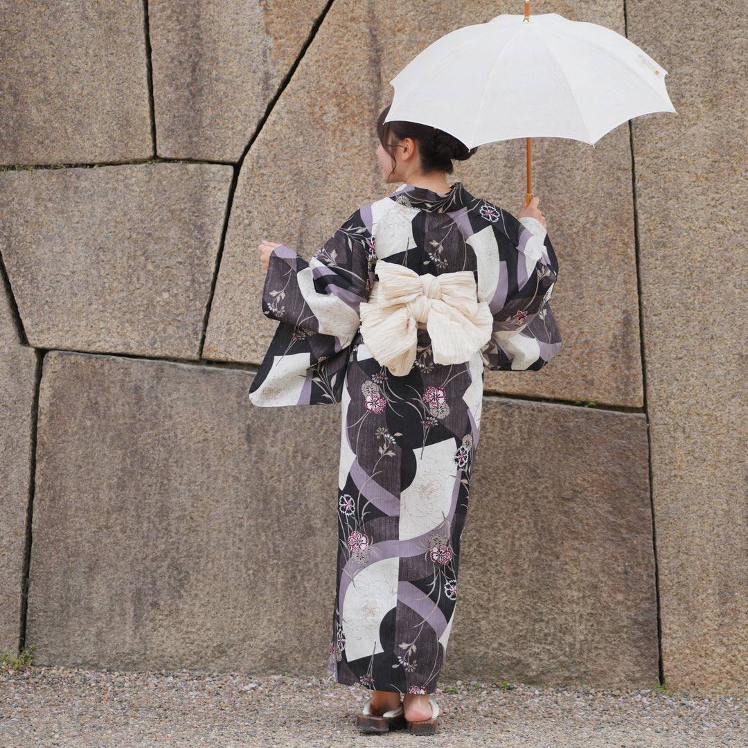 utatane 高級変わり織 浴衣3点セット ( ゆかた・帯・下駄