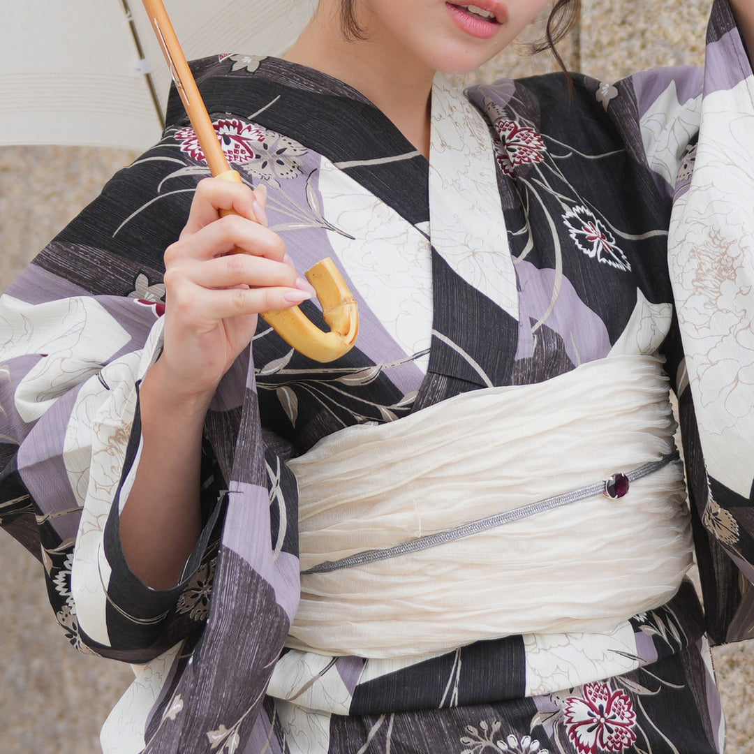 utatane 高級変わり織 浴衣3点セット ( ゆかた・帯・下駄