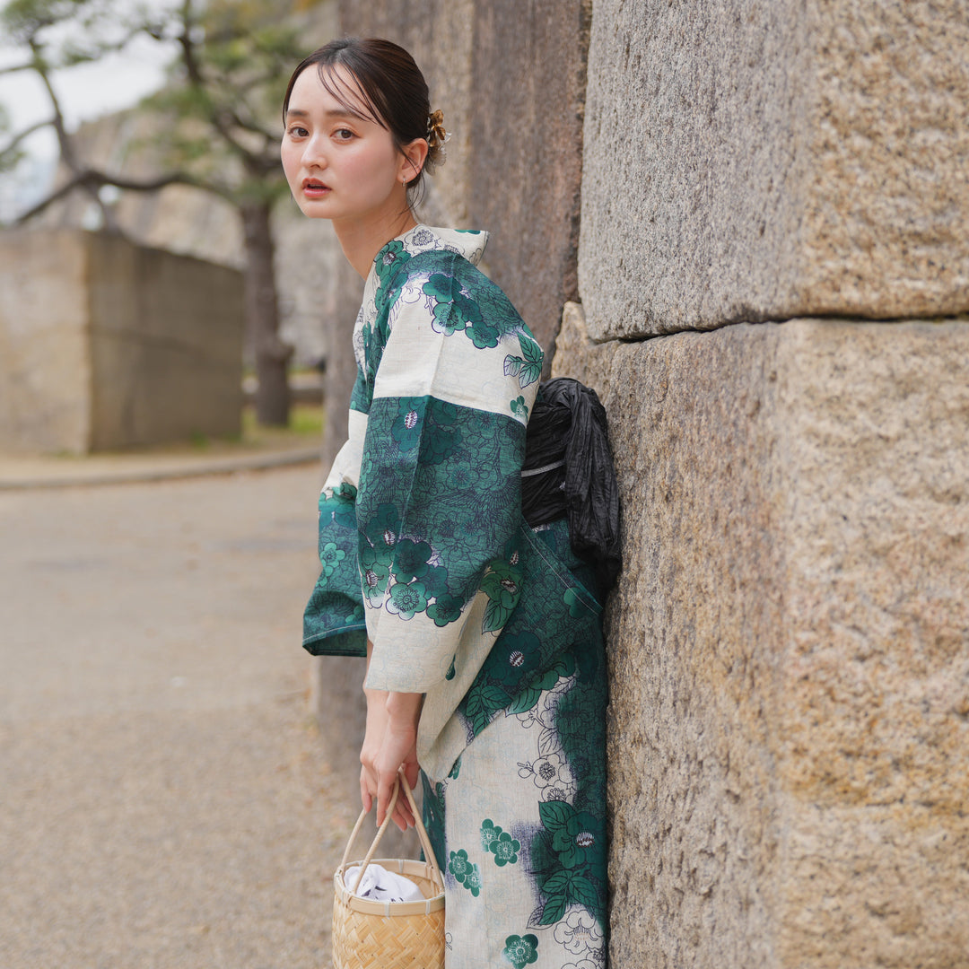 utatane 高級変わり織 浴衣3点セット ( ゆかた・帯・下駄