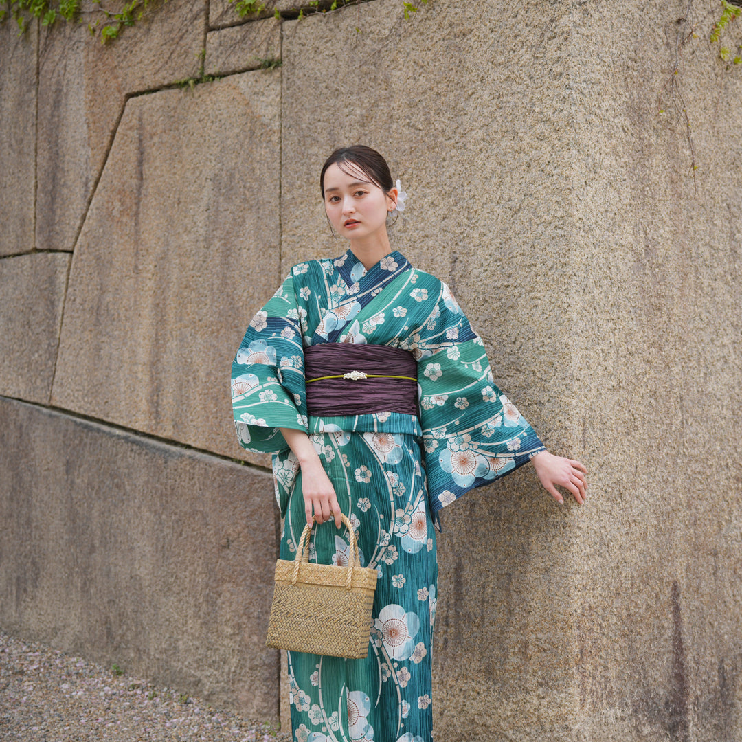 utatane 高級変わり織 浴衣3点セット ( ゆかた・帯・下駄