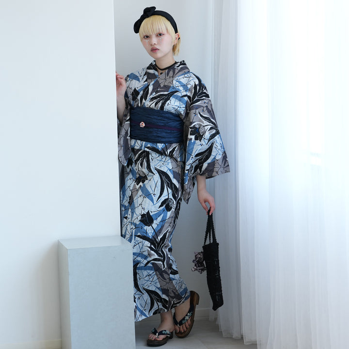 ニコアンティーク 高級変わり織 浴衣3点セット ( ゆかた・帯・下駄