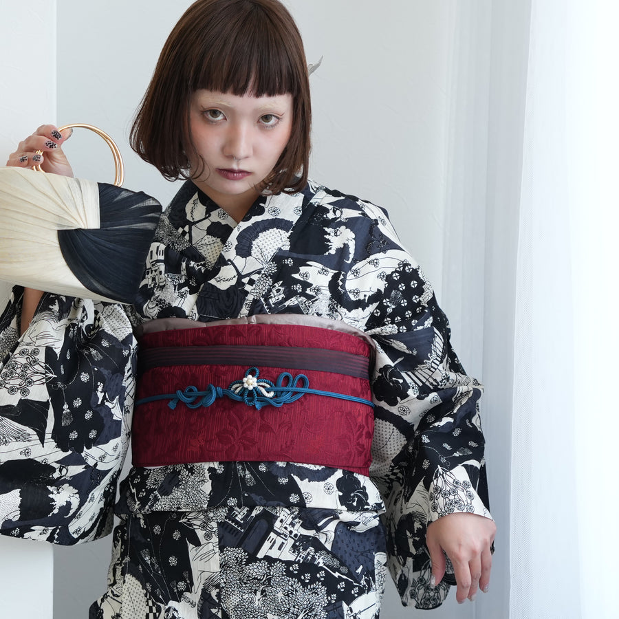 新品未使用❣️urutane 花柄 半幅帯 フラワー柄｜WA・KKAの花柄アイテムコレクション｜京袋帯｜半巾