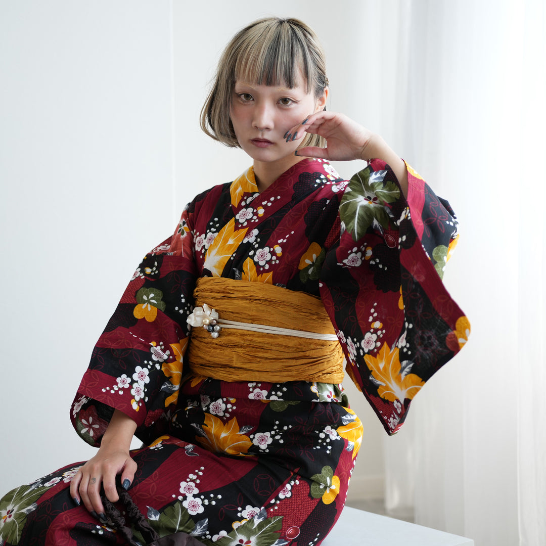 ニコアンティーク 高級変わり織 浴衣3点セット ( ゆかた・帯