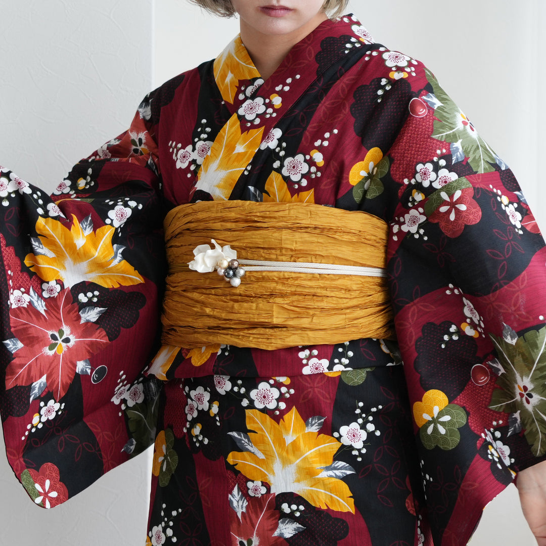 ニコアンティーク 高級変わり織 浴衣3点セット ( ゆかた・帯