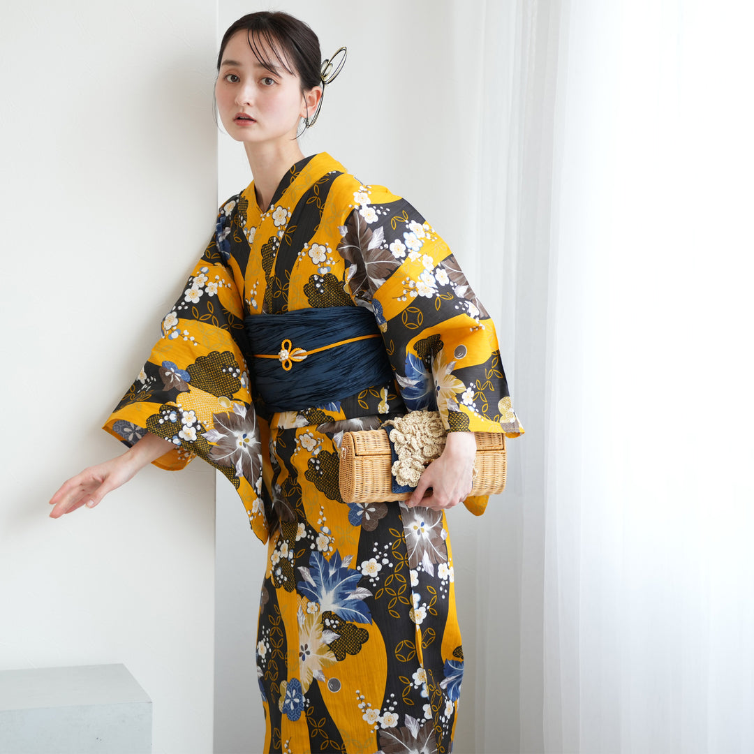 ニコアンティーク 高級変わり織 浴衣3点セット ( ゆかた・帯