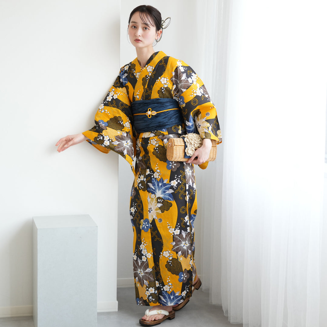 ニコアンティーク 高級変わり織 浴衣3点セット ( ゆかた・帯