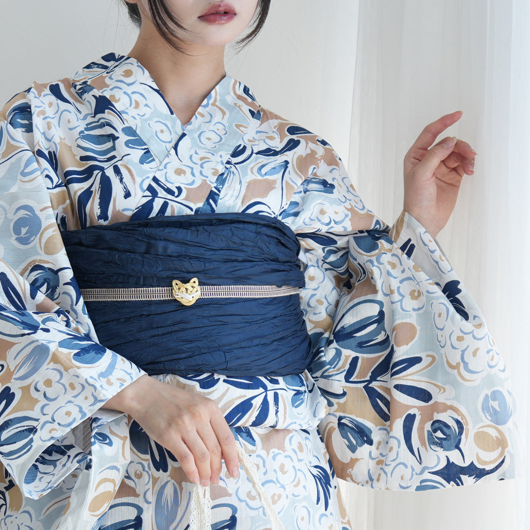 ニコアンティーク 高級変わり織 浴衣3点セット ( ゆかた・帯・下駄