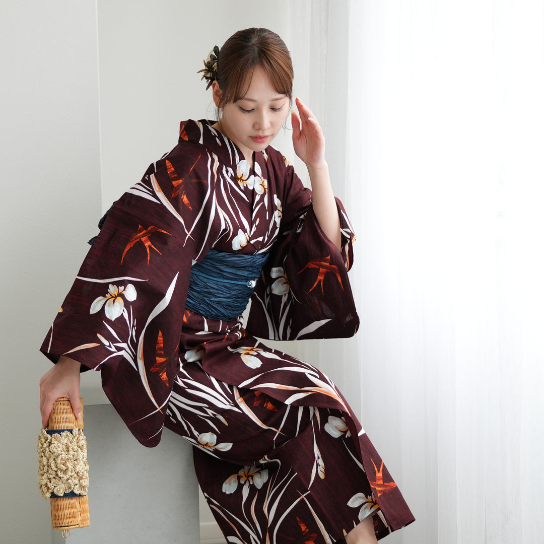 ニコアンティーク 高級変わり織 浴衣3点セット ( ゆかた・帯