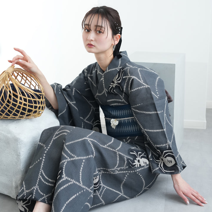 新品　未使用　限定品　タグ付き　麻混　アナスイ　レア　浴衣 KIMONOMACHI （Prices down）浴衣 レディース 「紅紫 麻の葉模様