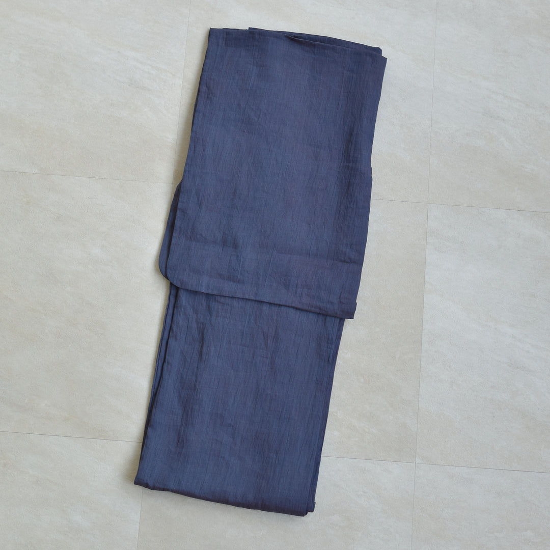 utatane 本麻 浴衣3点セット ( ゆかた・帯・下駄 ) 紺玉虫】近江縮浴衣