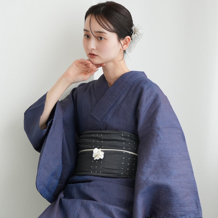 近江縮　チェック　本麻 Amazon | 近江ちぢみ 本麻縮み 男の着物 グレー格子縞 麻100
