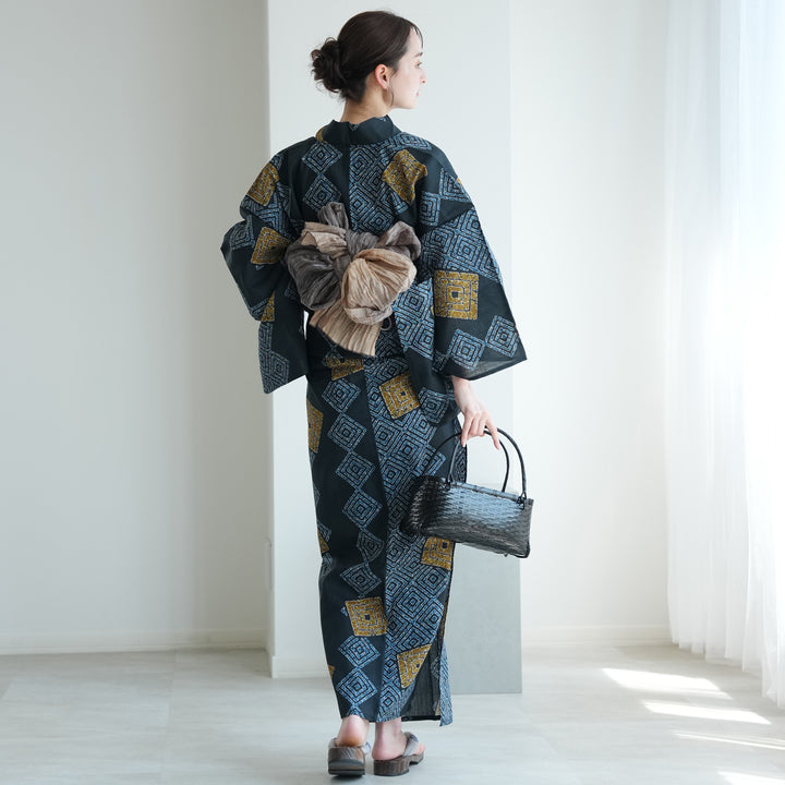 utatane 高級変わり織 浴衣3点セット ( ゆかた・帯・下駄
