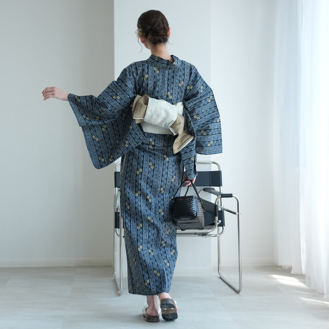utatane 高級変わり織 浴衣3点セット ( ゆかた・帯・下駄