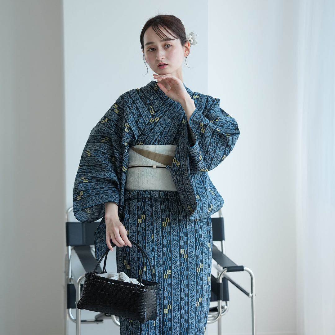 utatane 高級変わり織 浴衣3点セット ( ゆかた・帯・下駄