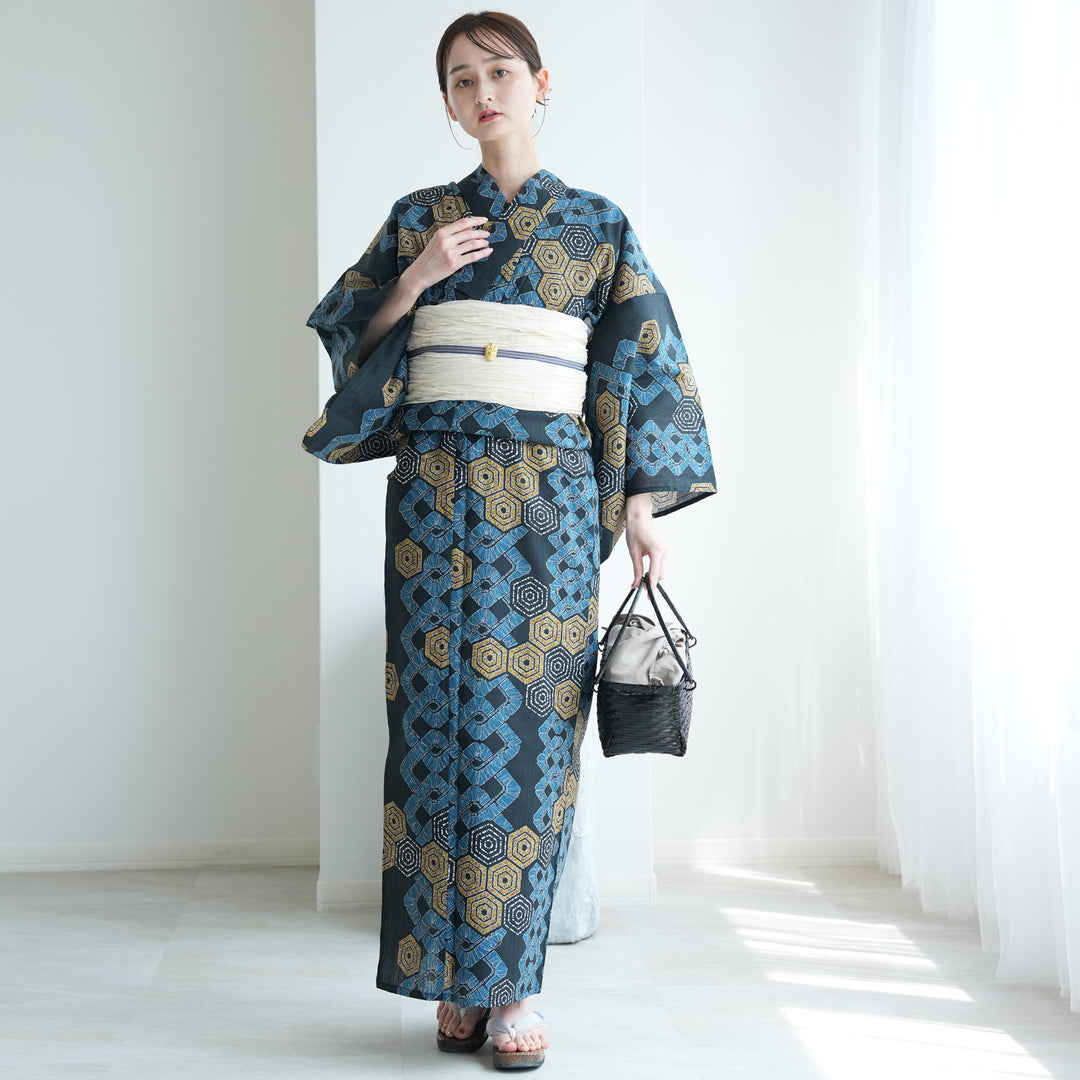 utatane 高級変わり織 浴衣3点セット ( ゆかた・帯・下駄