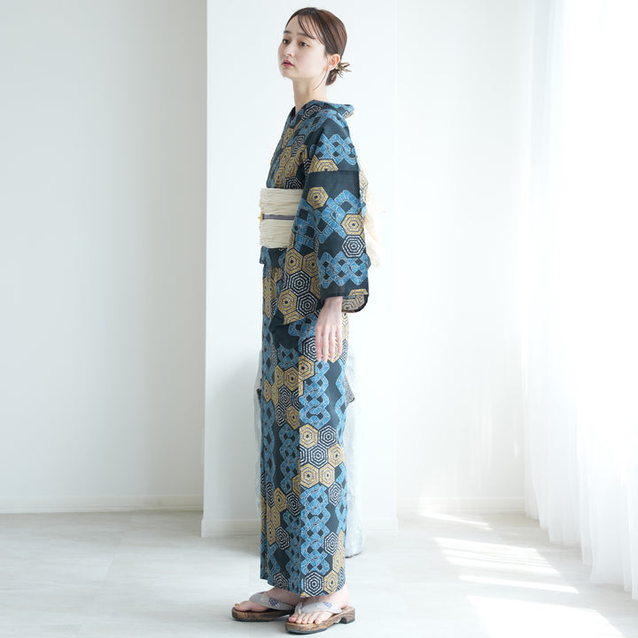 utatane 高級変わり織 浴衣3点セット ( ゆかた・帯・下駄
