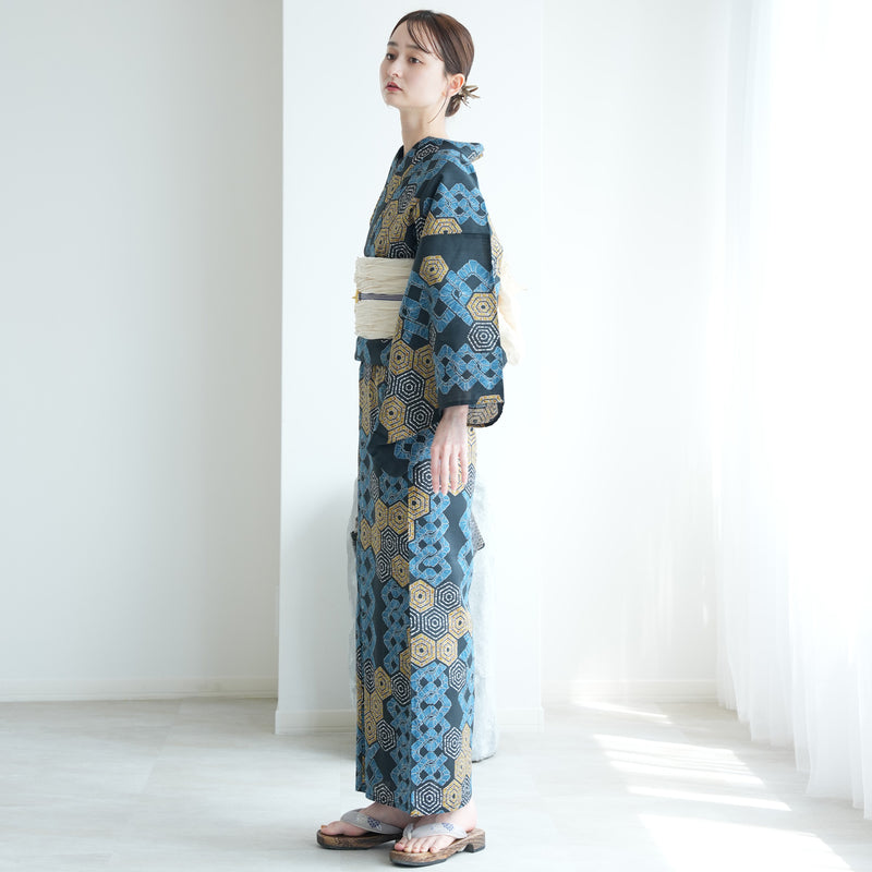 utatane 高級変わり織 浴衣3点セット ( ゆかた・帯・下駄