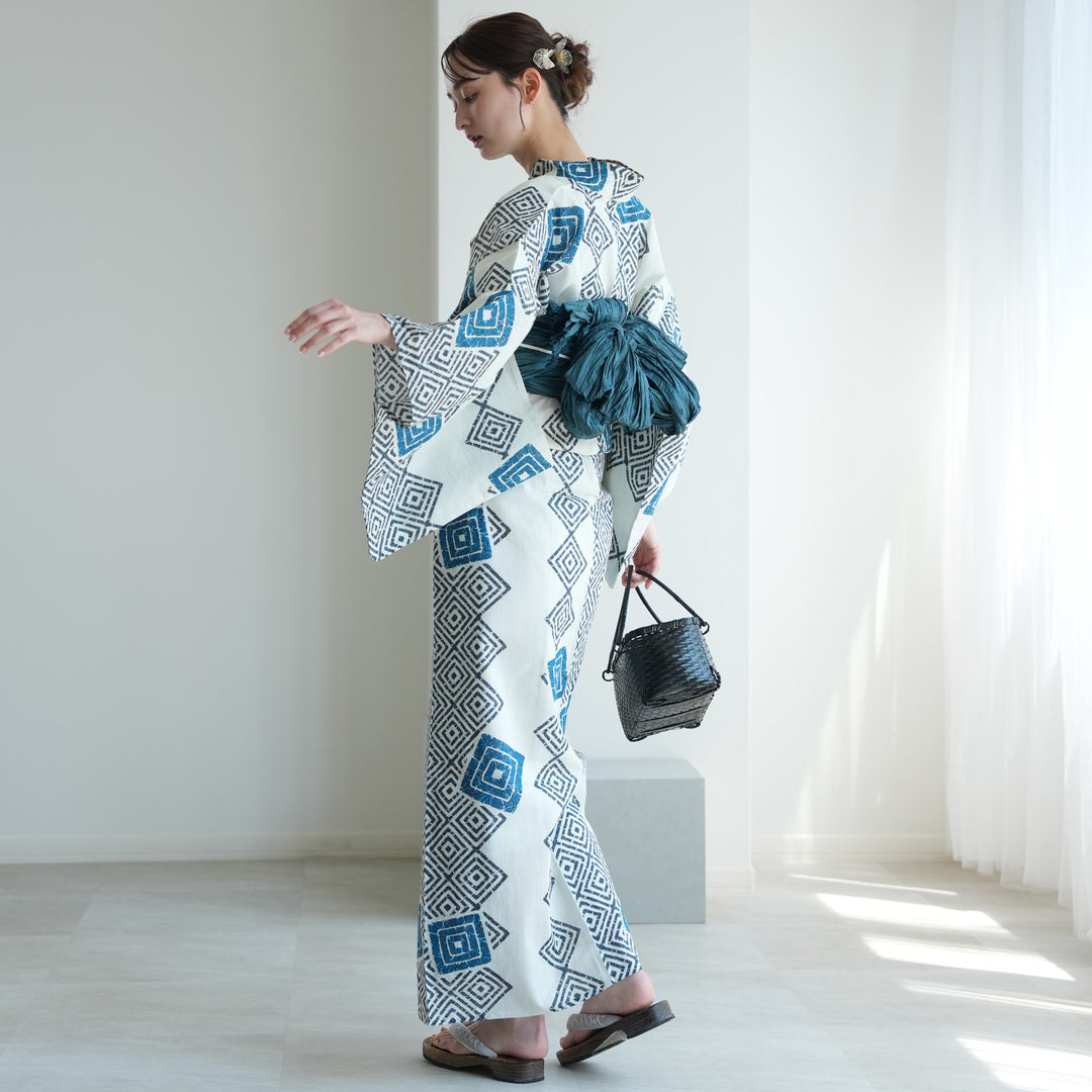 utatane 高級変わり織 浴衣3点セット ( ゆかた・帯・下駄