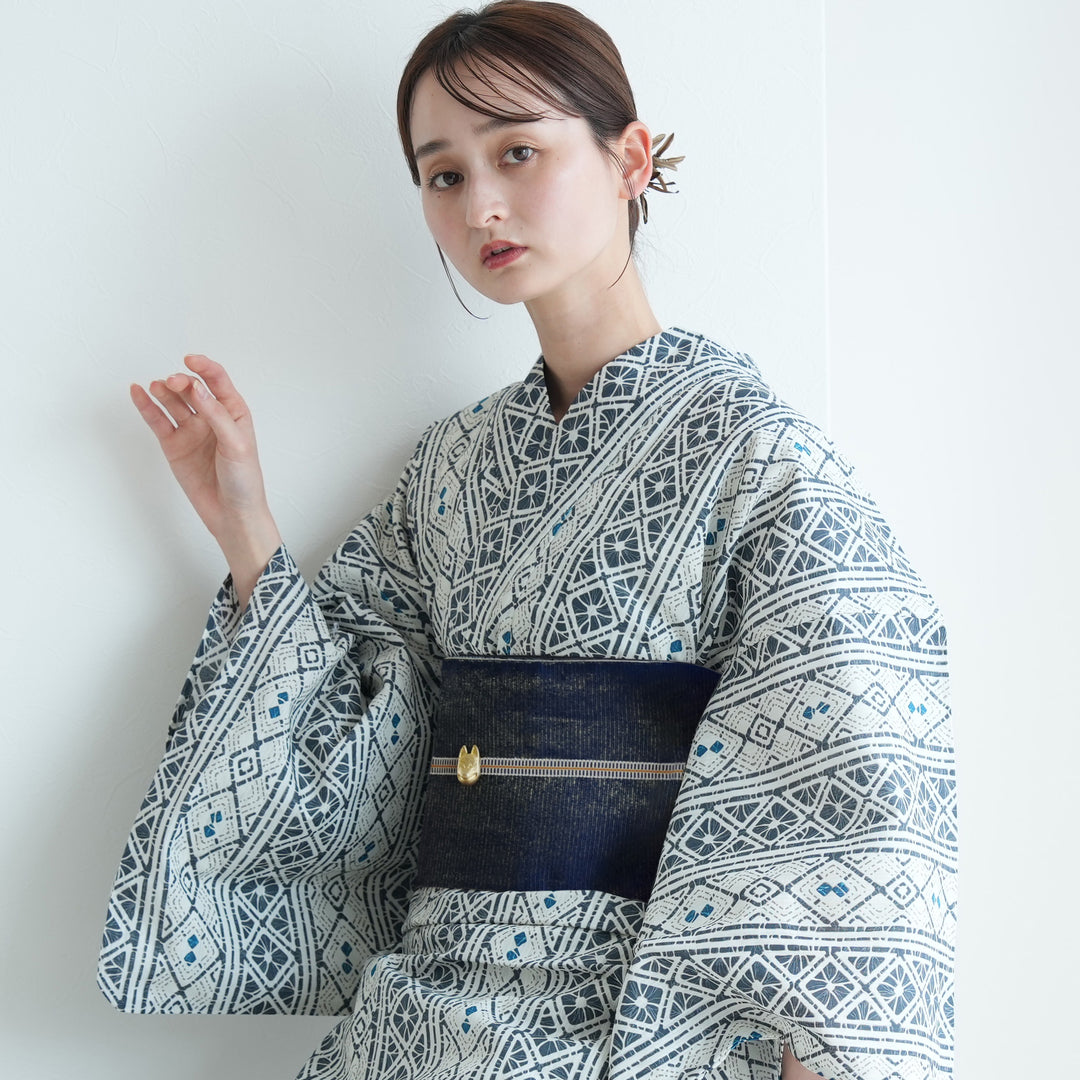 utatane 高級変わり織 浴衣3点セット ( ゆかた・帯・下駄