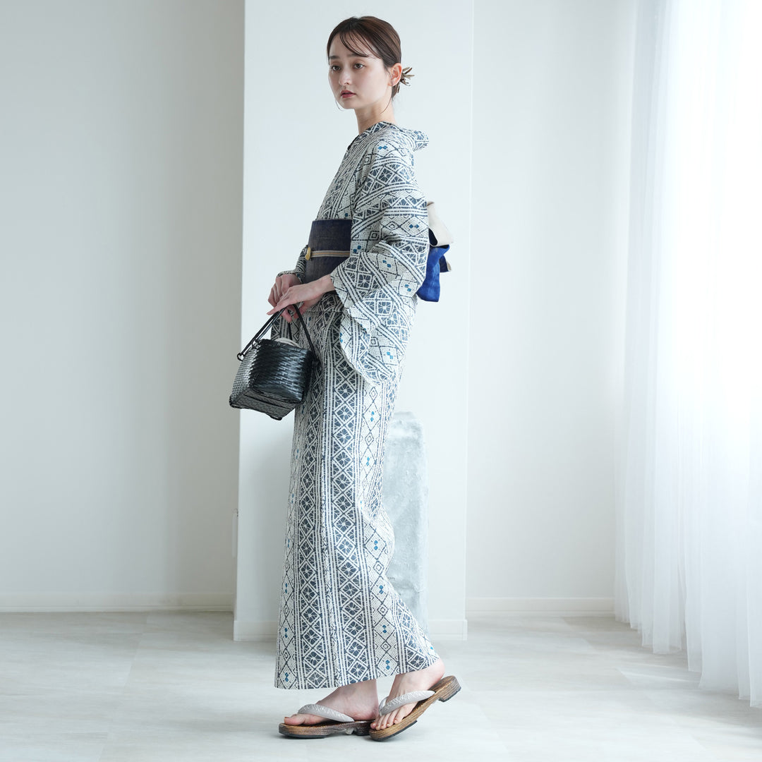 utatane 高級変わり織 浴衣3点セット ( ゆかた・帯・下駄