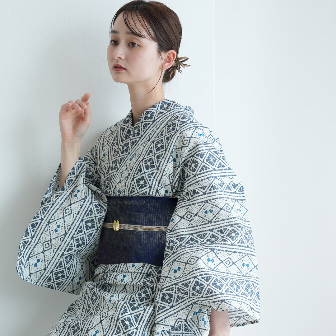 utatane 高級変わり織 浴衣3点セット ( ゆかた・帯・下駄