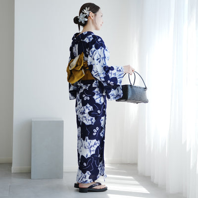 【utatane 京鹿の子絞り/有松染め  浴衣3点セット ( ゆかた・帯・下駄 ) 伝統工芸士・清江和雄 桔梗】フリーサイズ 極み 伝統工芸 日本製 国内縫製 手縫い併用 （5010291311）