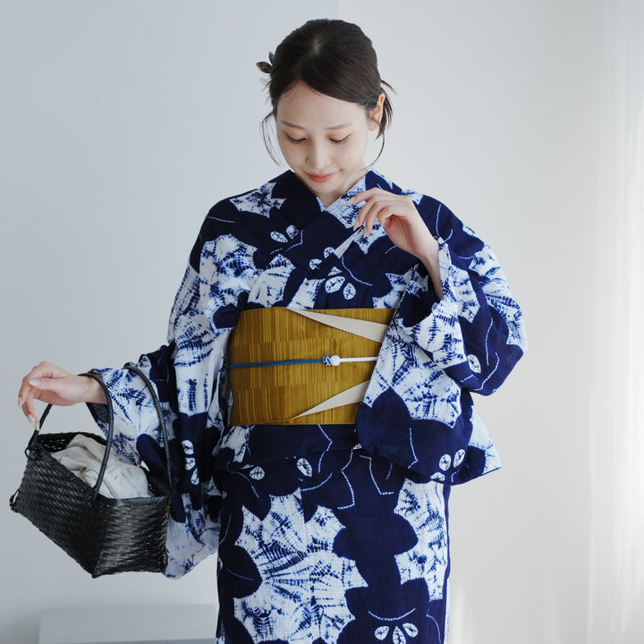 京都 京鹿の子絞り 老舗 絞彩苑種田 木綿 京絞り浴衣 白×濃納戸色 美品 絞彩苑種田～京鹿の子絞の美しさを伝える～ | 三越伊勢丹