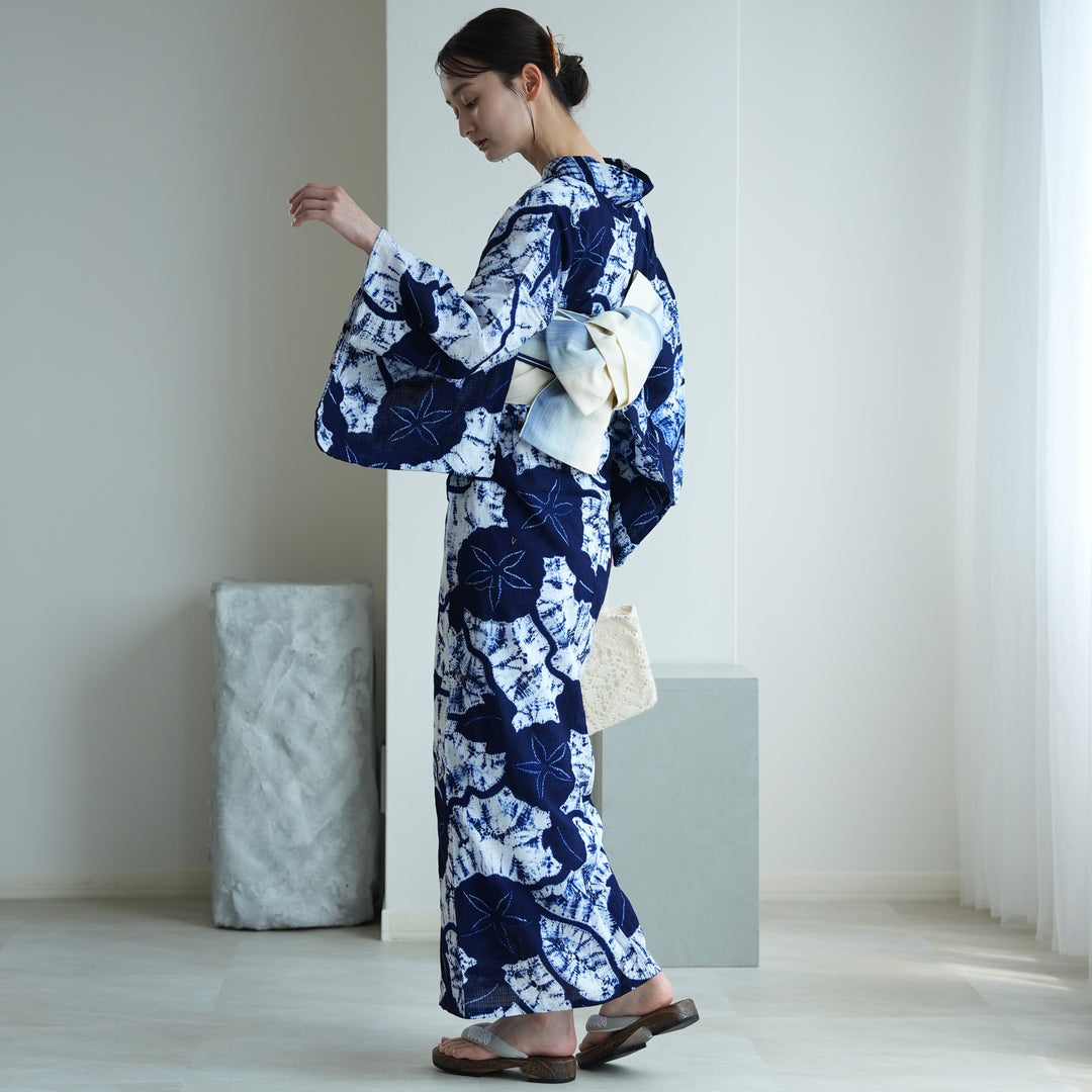 utatane 京鹿の子絞り/有松染め 浴衣3点セット ( ゆかた・帯・下駄