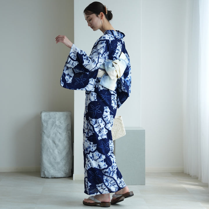 utatane 京鹿の子絞り/有松染め 浴衣3点セット ( ゆかた・帯・下駄