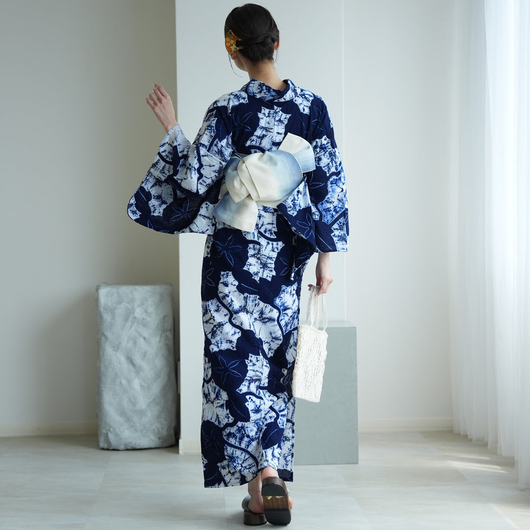utatane 京鹿の子絞り/有松染め 浴衣3点セット ( ゆかた・帯・下駄