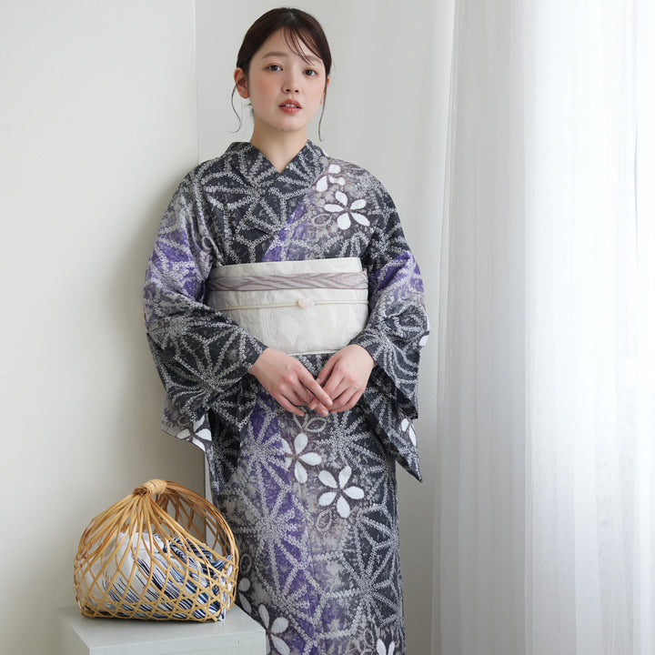 さま専用 有松絞り浴衣・本麻帯・帯締・帯締留の4点セット utatane 有松絞り 浴衣3点セット ( ゆかた・帯・下駄 ) 藤花麻