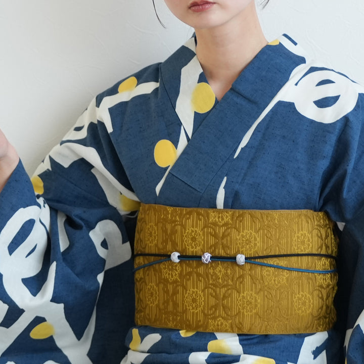 utatane×注染工房 浴衣3点セット（浴衣・帯・下駄）赤坂紬 紺青に星の